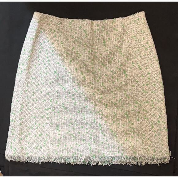 PAULE KA Paris Off White & Green with Fringe  Skirt ~  M ~ "sample" ~   NEW - Picture 10 of 11